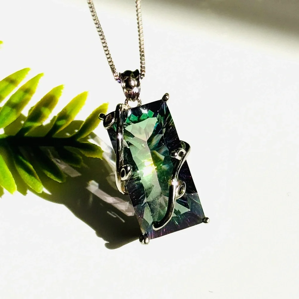 Mystic Quartz Ladies 18” Sterling Silver Necklace - Picture 2 of 10